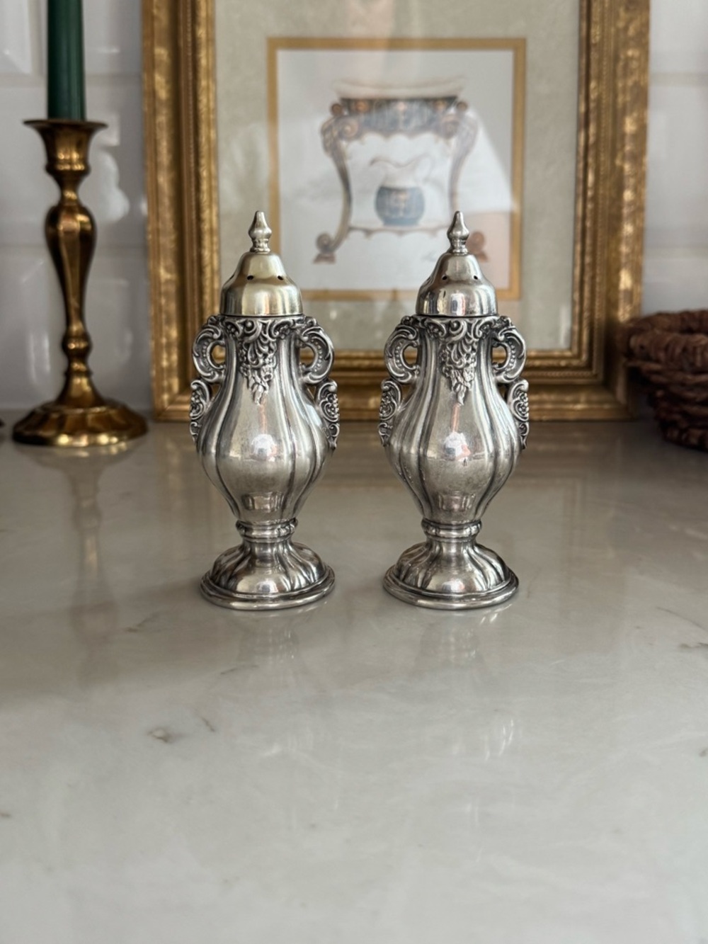 Vintage Ornate Wallace Silverplated Baroque Salt and Pepper Shakers